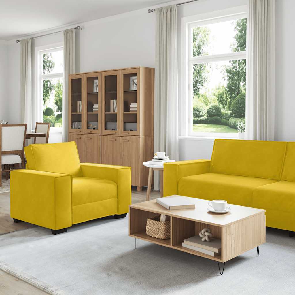 3-dijelni set sofa s jastucima, žuti baršun