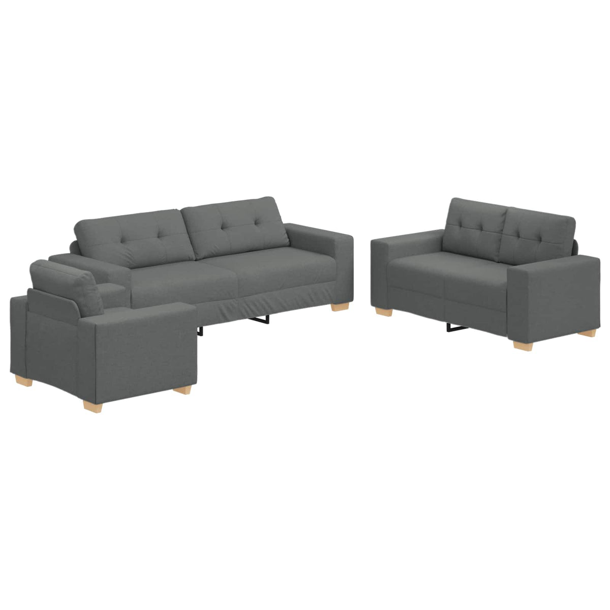 Sofa 3 pcs Tamno siva 221 x 80 x 80 cm Platnasta tkanina