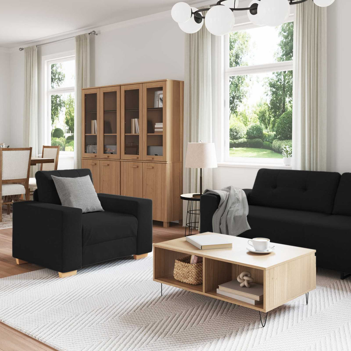 Sofa 3 pcs 221 x 80 x 80 cm Platnasta tkanina