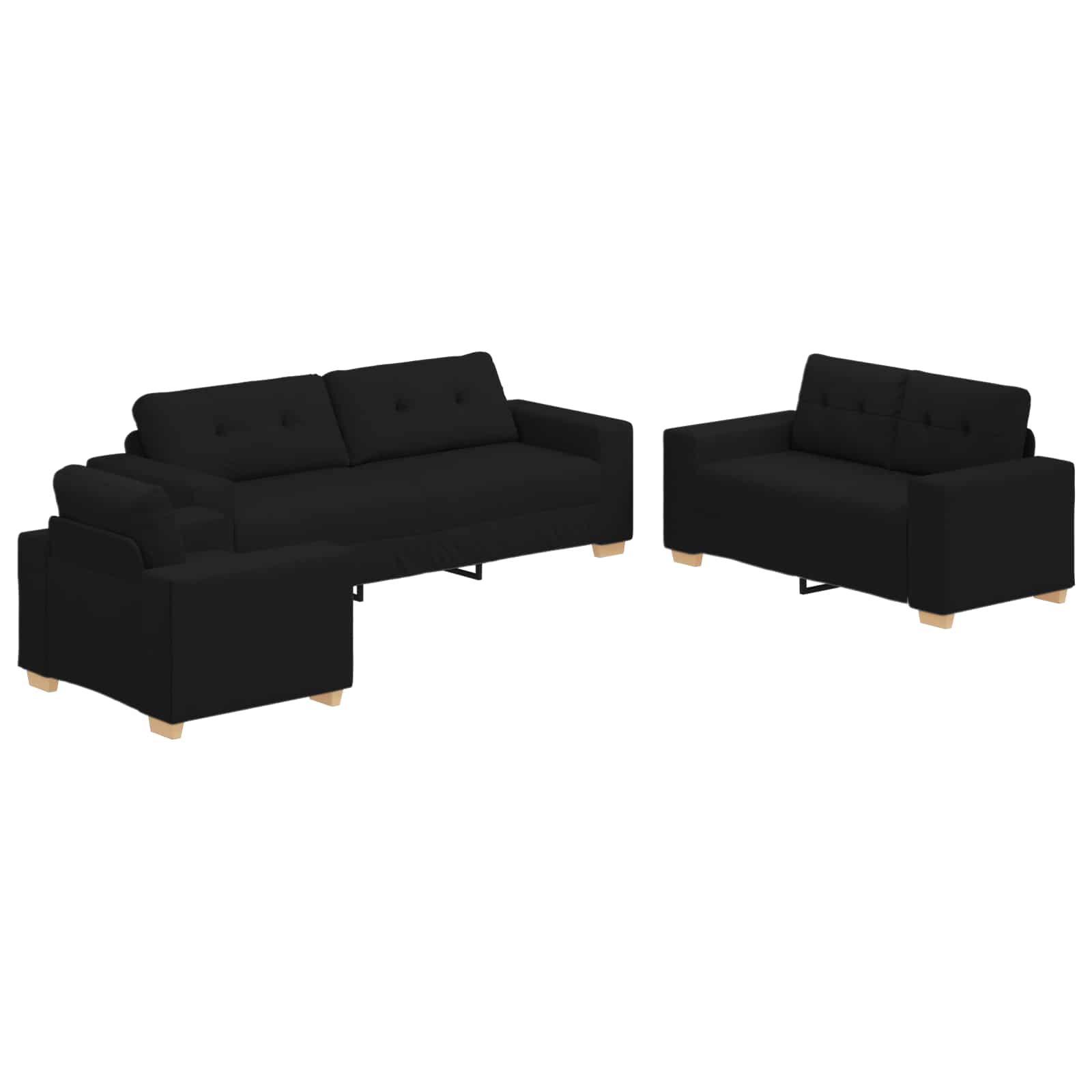 Sofa 3 pcs Crna 221 x 80 x 80 cm Platnasta tkanina