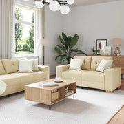 Sofa 3 pcs Krema 221 x 80 x 80 cm Platnasta tkanina