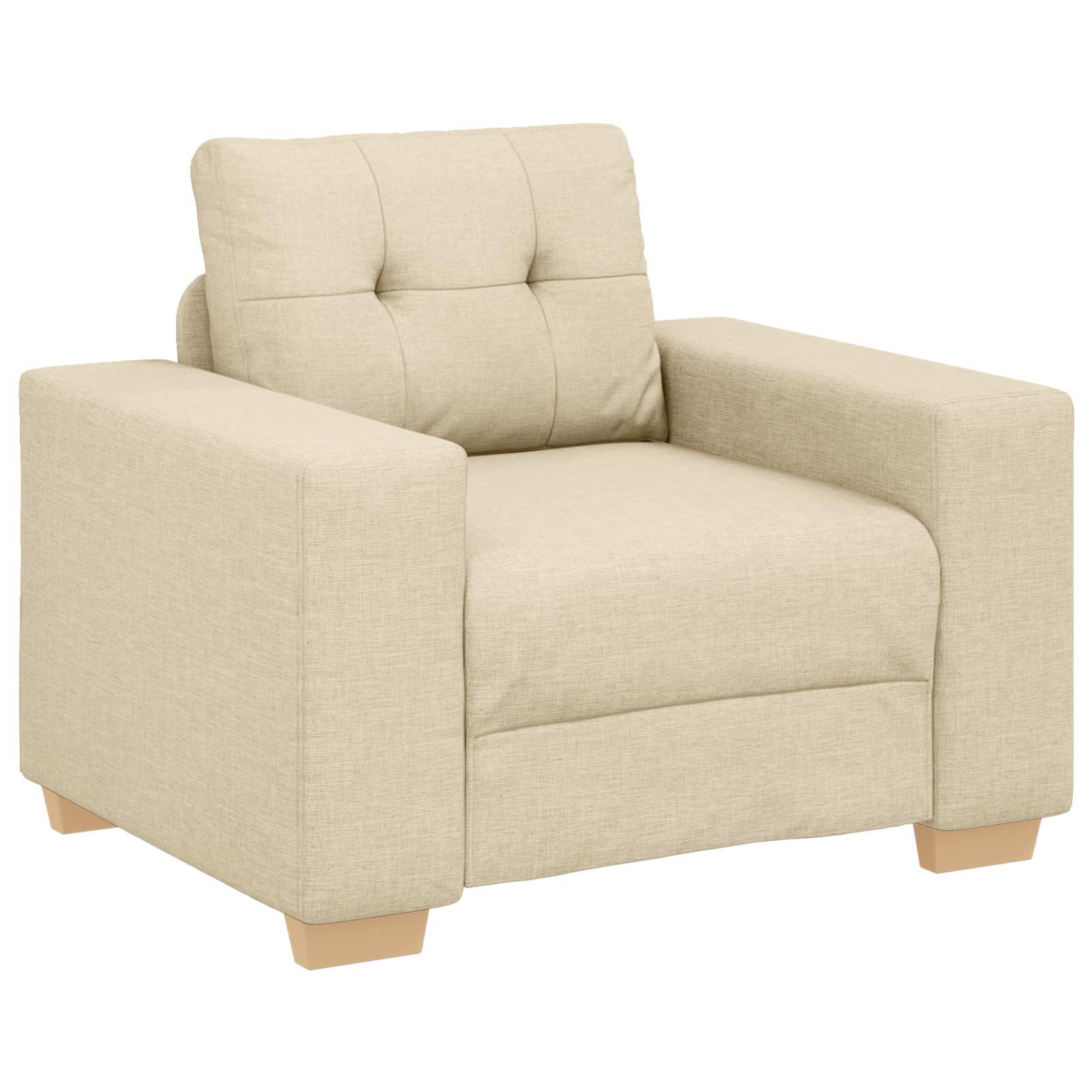Sofa 3 pcs Krema 221 x 80 x 80 cm Platnasta tkanina