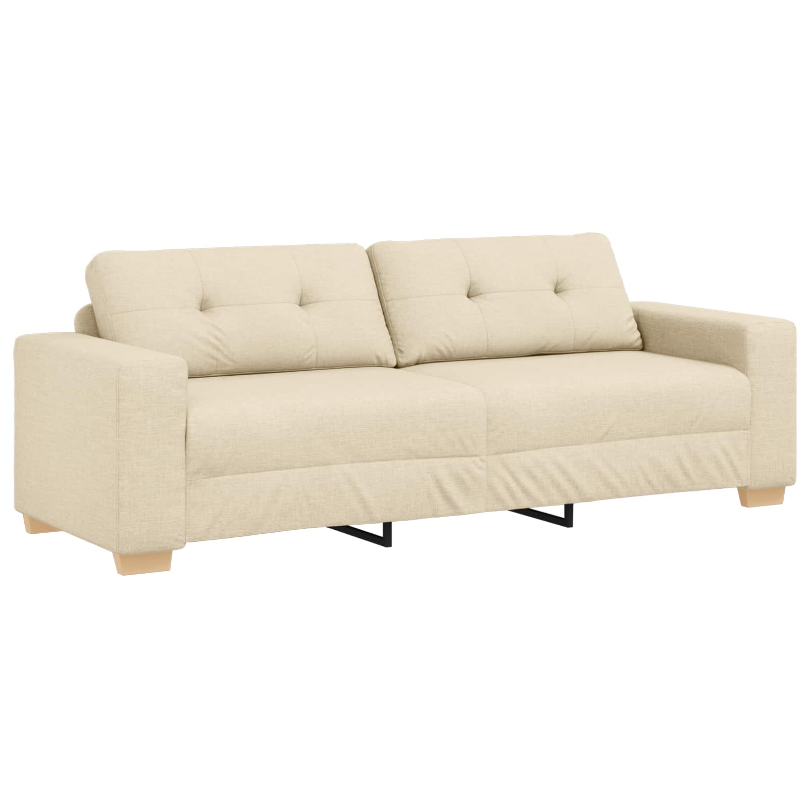 Sofa 3 pcs Krema 221 x 80 x 80 cm Platnasta tkanina