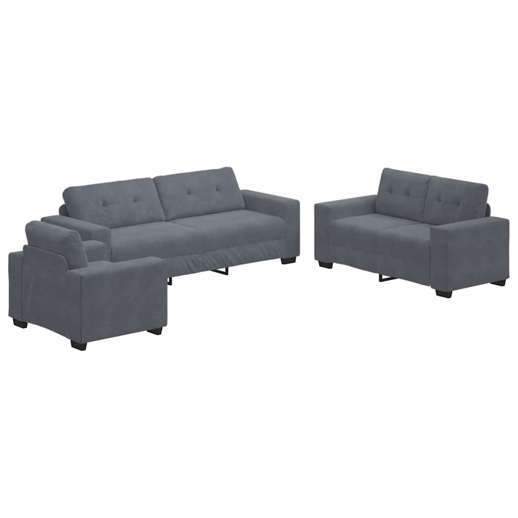 Set sofe 3 pcs Tamno siva 221 x 80 x 80 cm Baršun