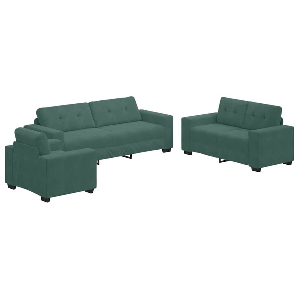 Set sofe 3 pcs Tamnozelena 221 x 80 x 80 cm Baršun