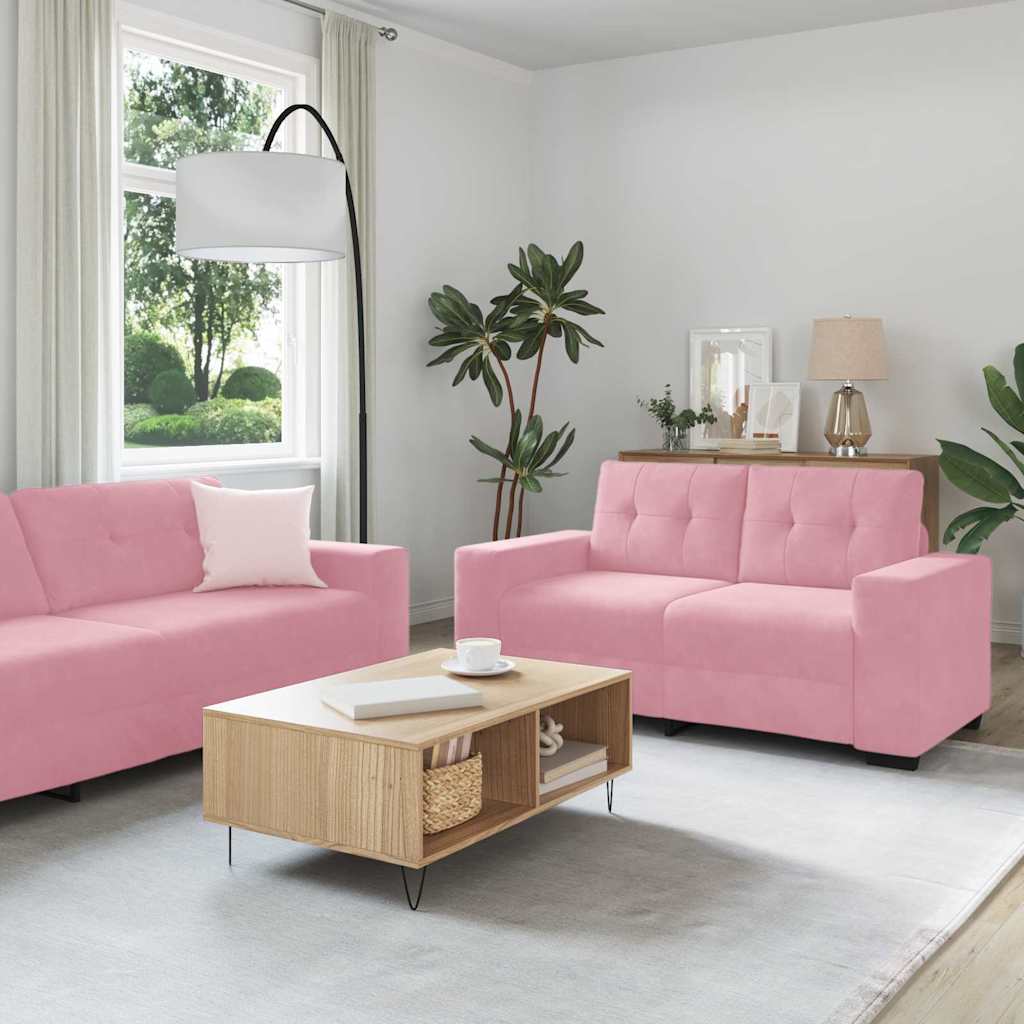 Set sofe 3 pcs Ružičasta 221 x 80 x 80 cm Baršun