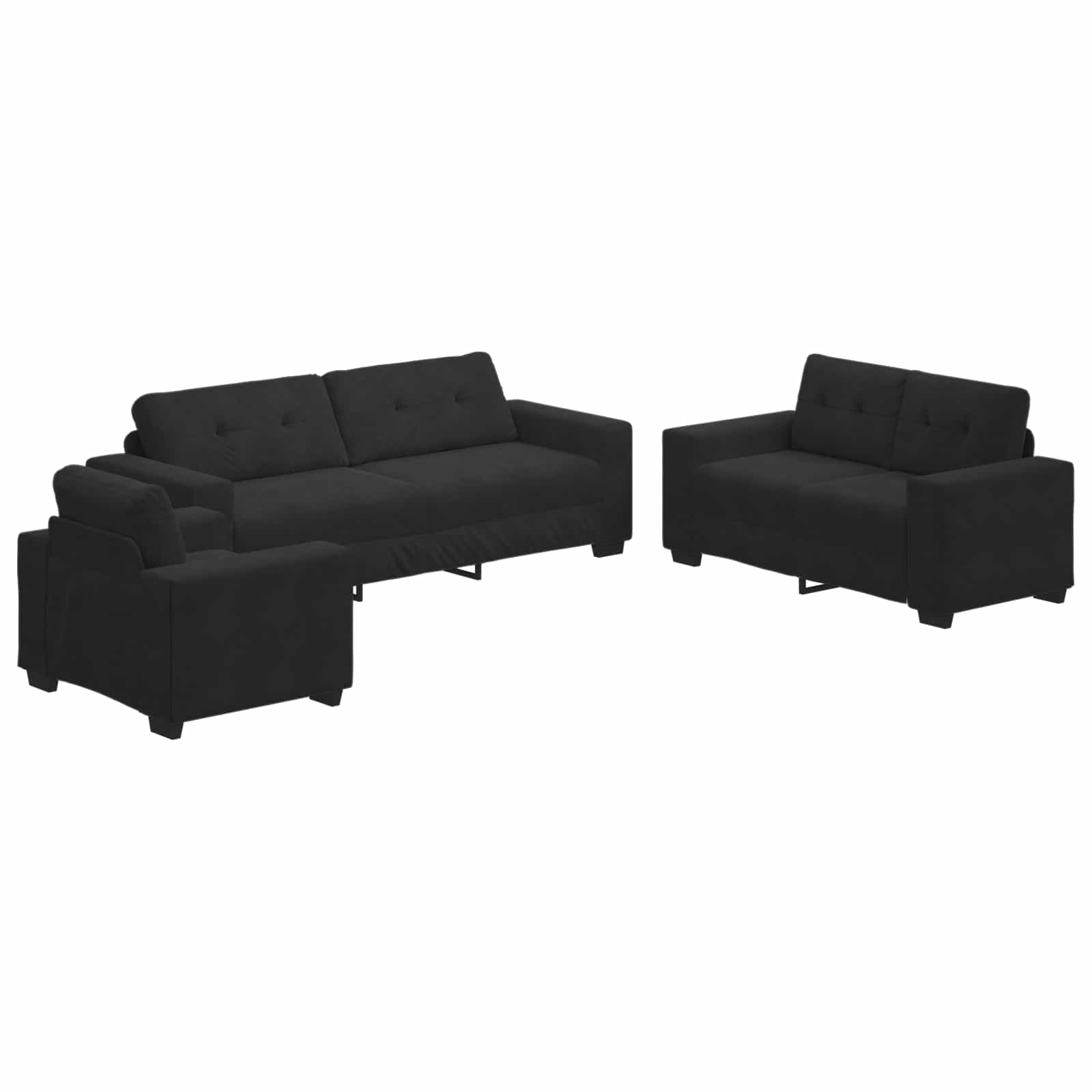 Set sofe 3 pcs Crna 221 x 80 x 80 cm Baršun