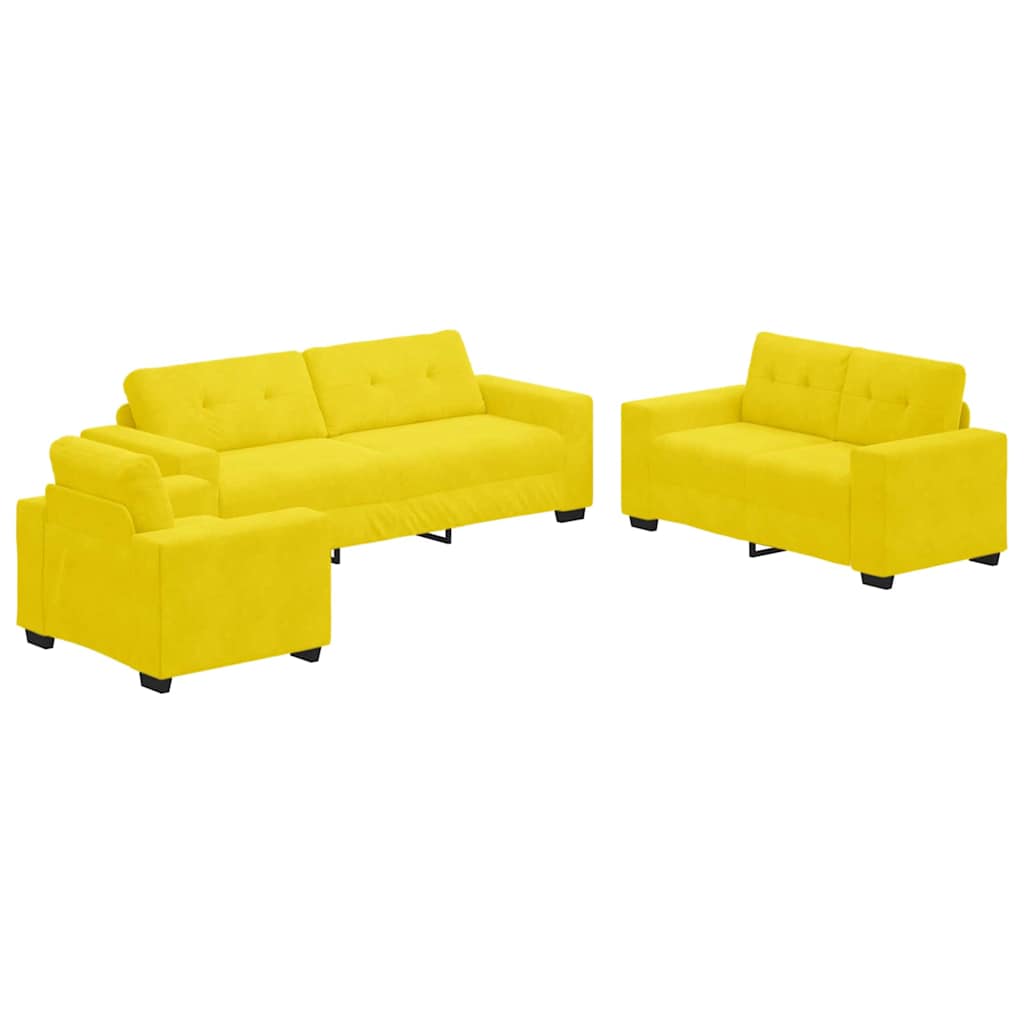 Set sofe 3 pcs Žuta 221 x 80 x 80 cm Baršun