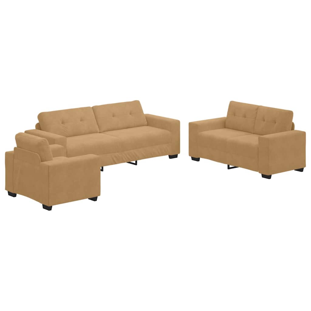Set sofe 3 pcs Smeđa 221 x 80 x 80 cm Baršun