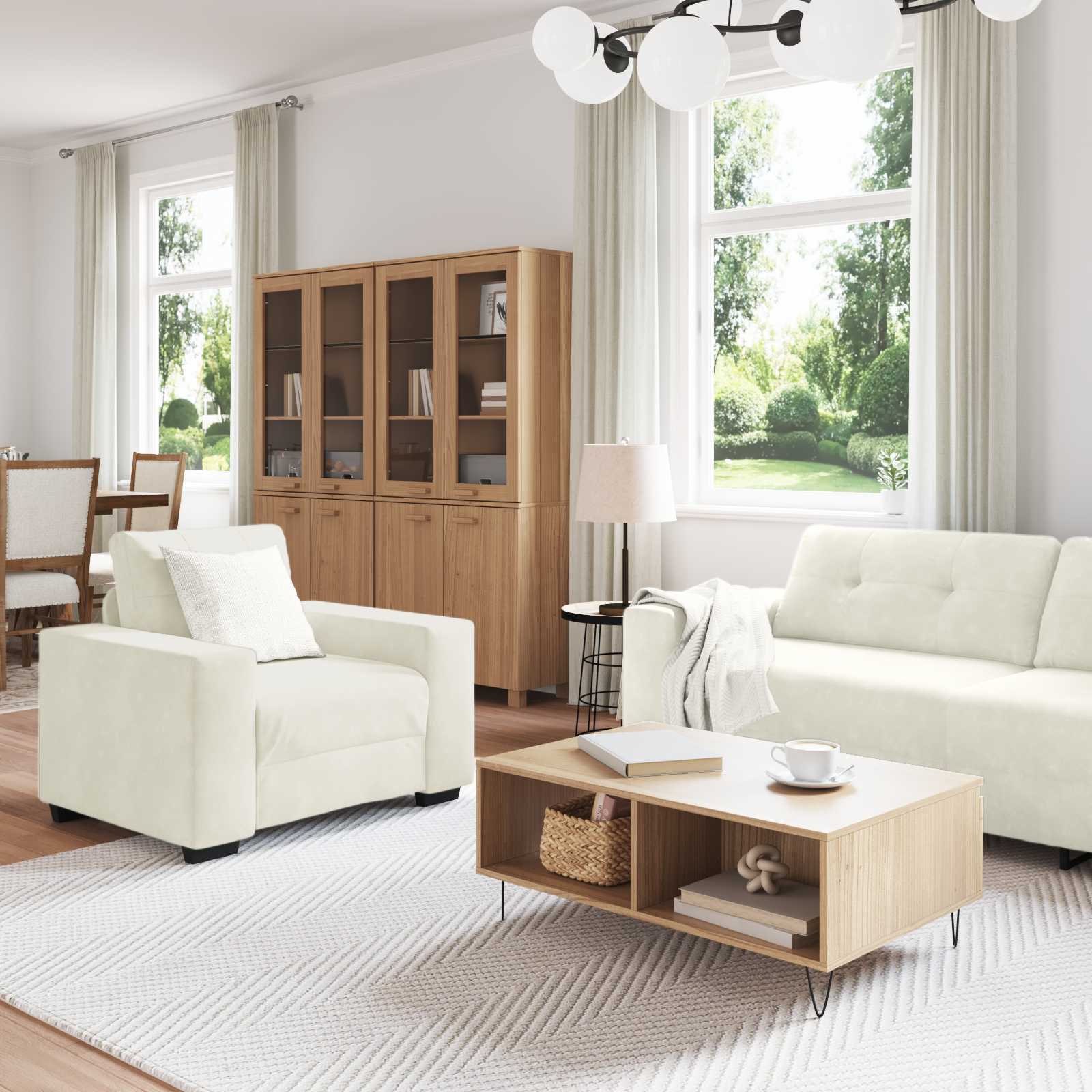 Set sofe 3 pcs Krema 221 x 80 x 80 cm Baršun