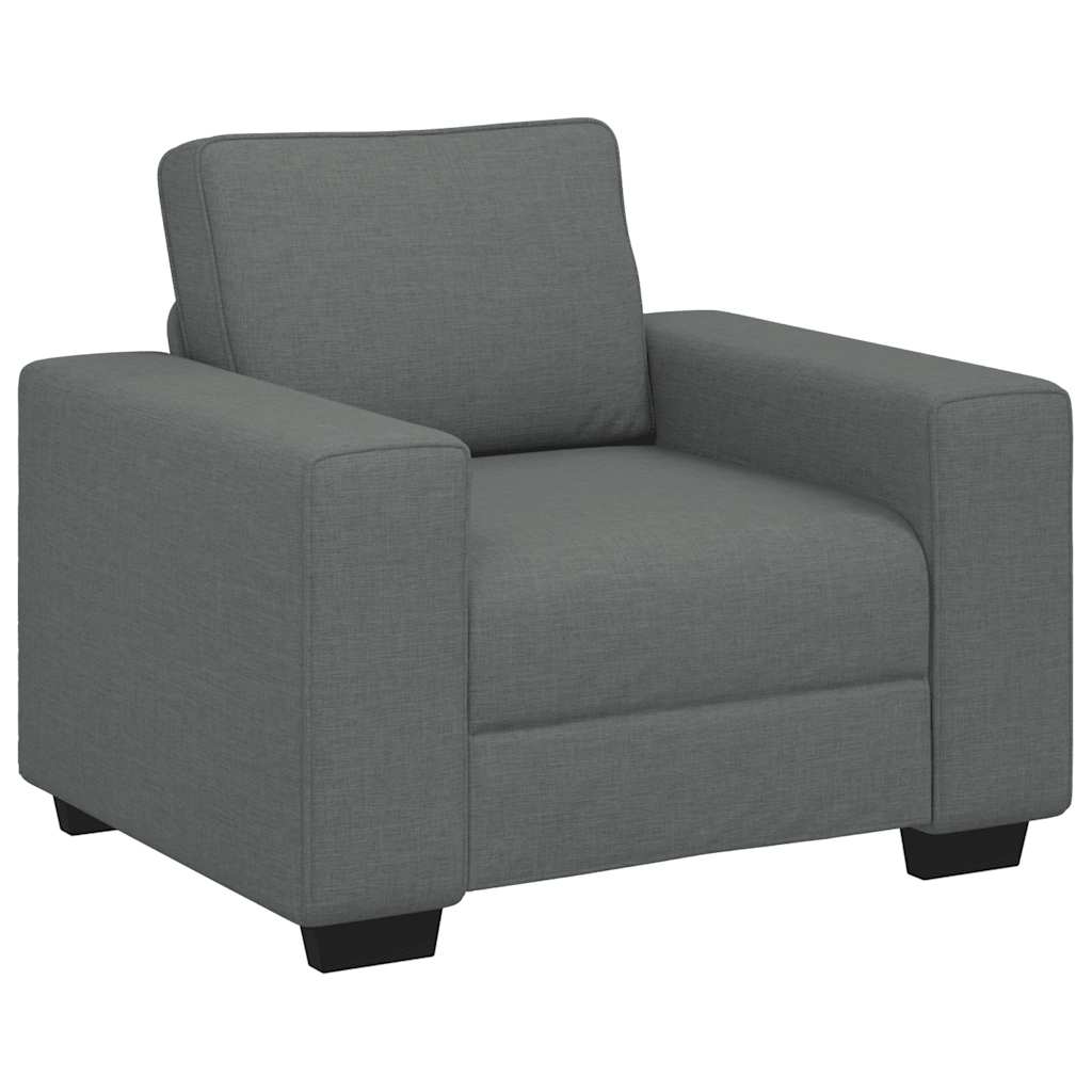 3-dijelni set sofa s jastucima, tamno siva tkanina