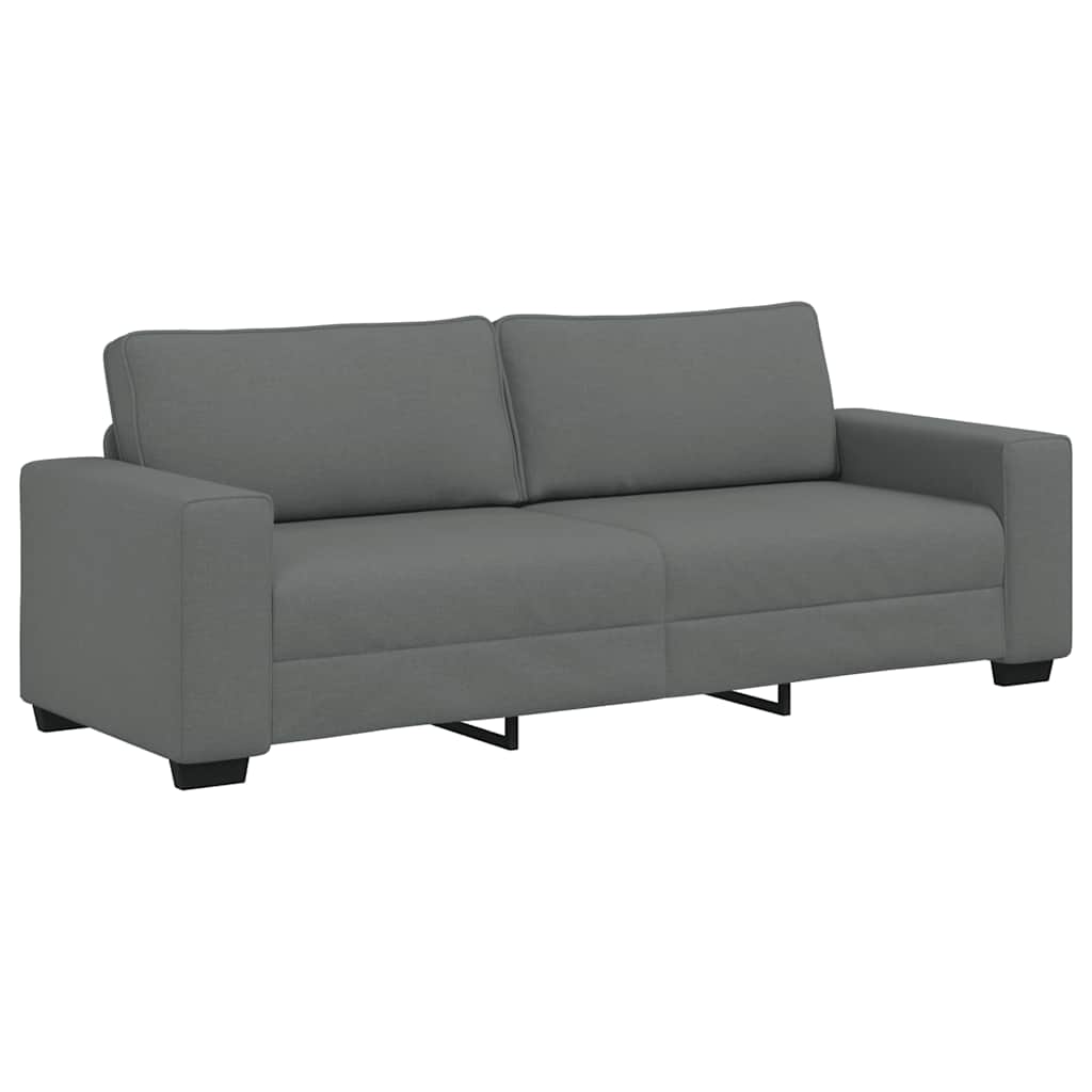 3-dijelni set sofa s jastucima, tamno siva tkanina