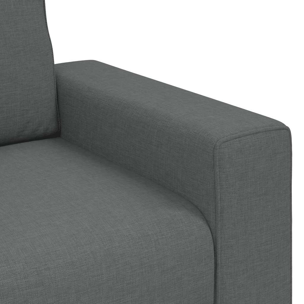 3-dijelni set sofa s jastucima, tamno siva tkanina