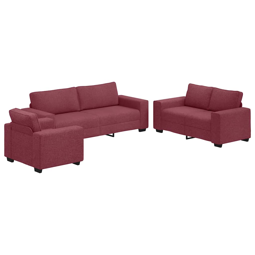 3-dijelni set sofa s jastucima, tkanina boje vina