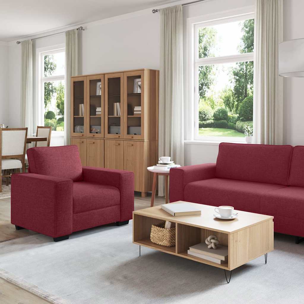 3-dijelni set sofa s jastucima, tkanina boje vina