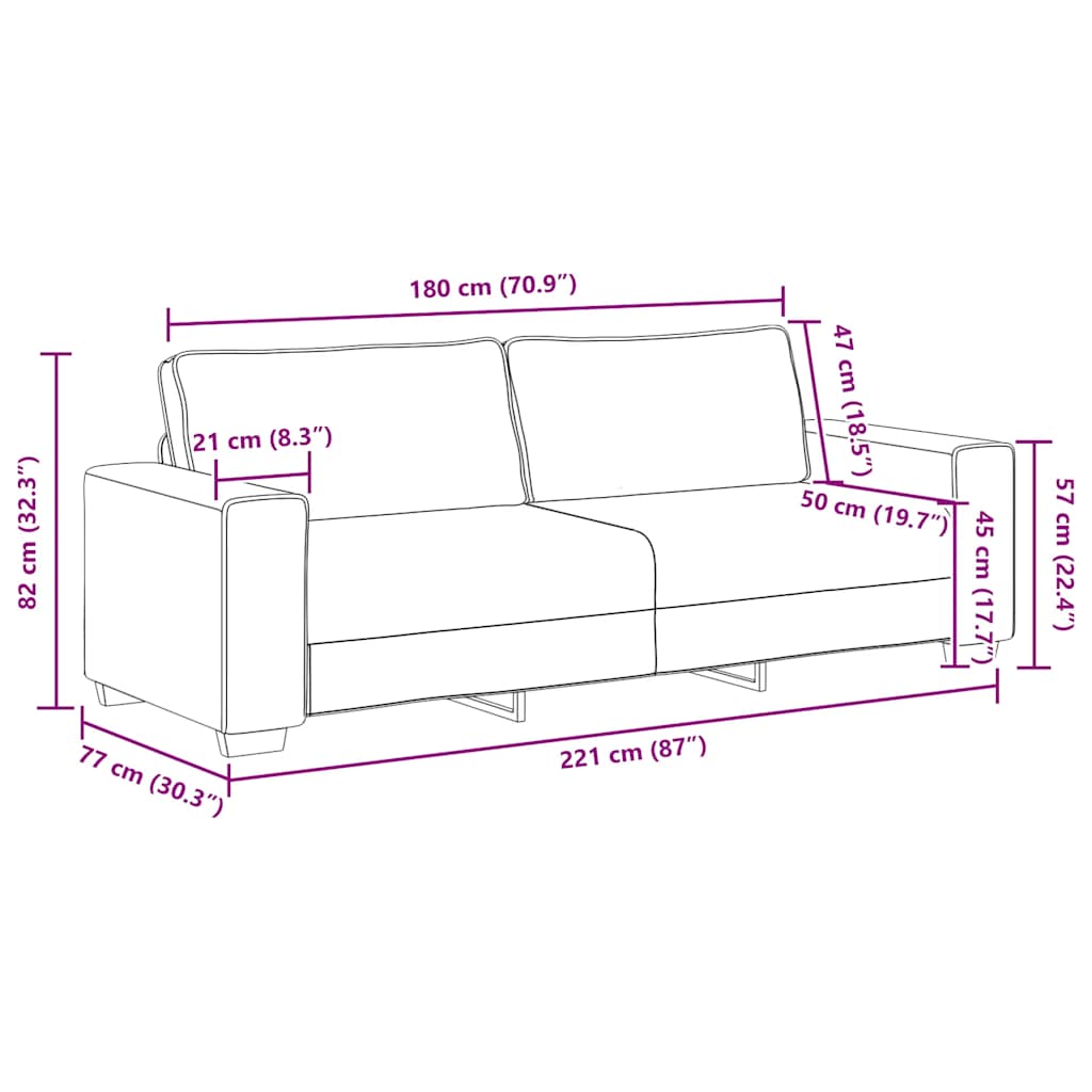 3-dijelni set sofa s jastucima, tkanina boje vina