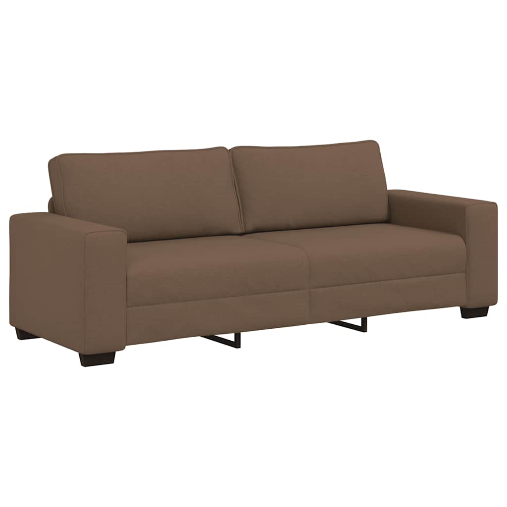 3-dijelni set sofa s jastucima, smeđa tkanina