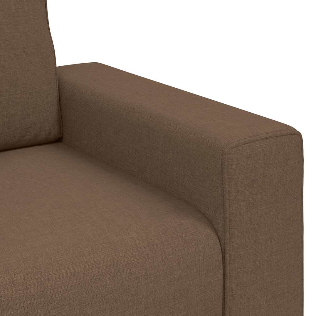 3-dijelni set sofa s jastucima, smeđa tkanina