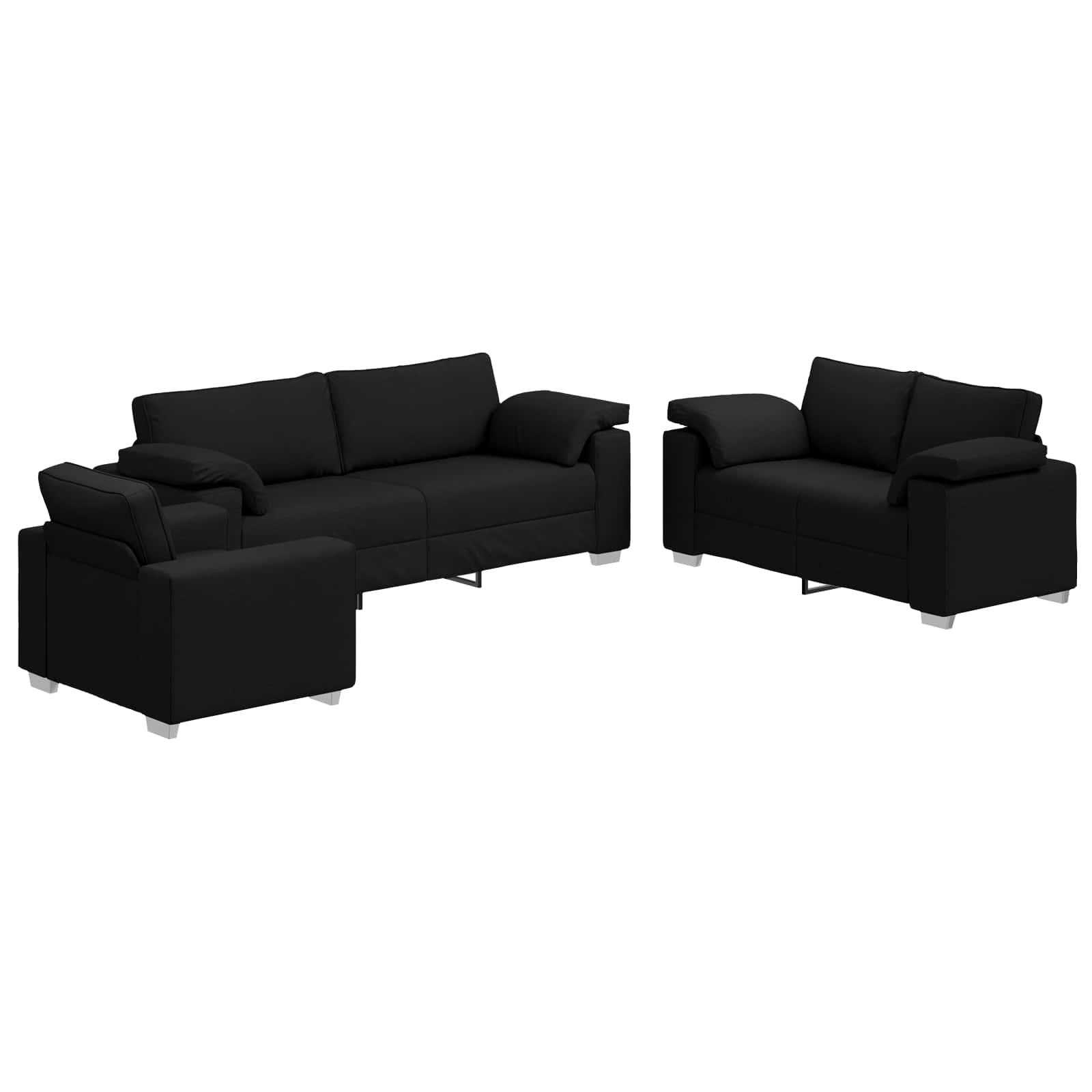 Sofa 3 pcs Crna 219 x 80 x 82 cm Platnasta tkanina