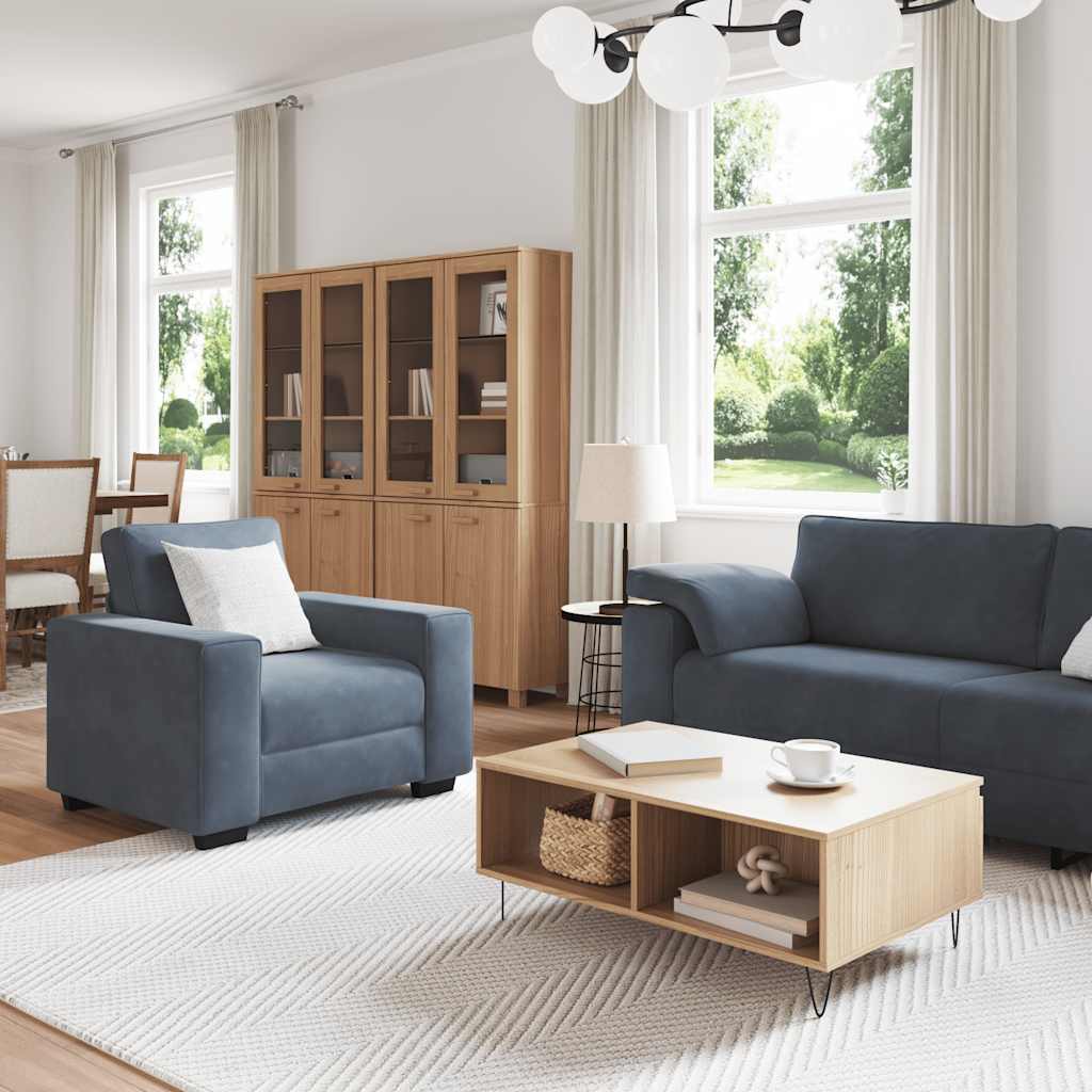 3-dijelni set sofa s jastucima, tamno sivi baršun