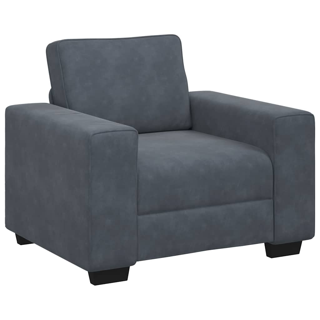 3-dijelni set sofa s jastucima, tamno sivi baršun