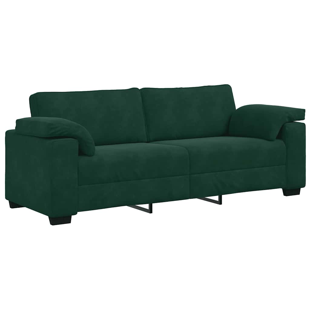 3-dijelni set sofa s jastucima tamnozeleni baršun