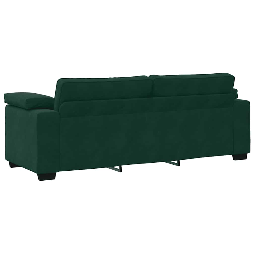 3-dijelni set sofa s jastucima tamnozeleni baršun