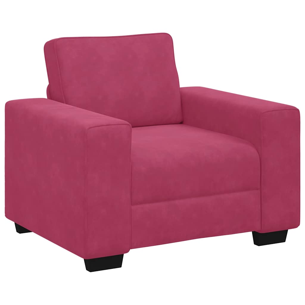 3-dijelni set sofa s jastucima, vinsko crveni baršun