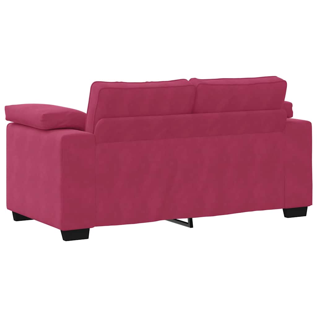 3-dijelni set sofa s jastucima, vinsko crveni baršun
