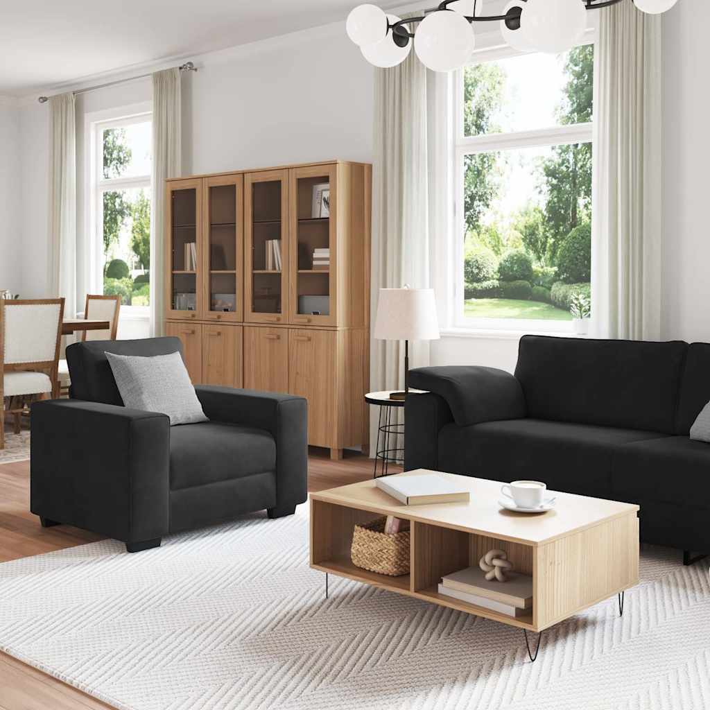 3-dijelni set sofa s jastucima crni baršun