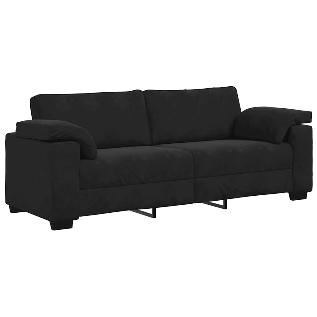 3-dijelni set sofa s jastucima crni baršun