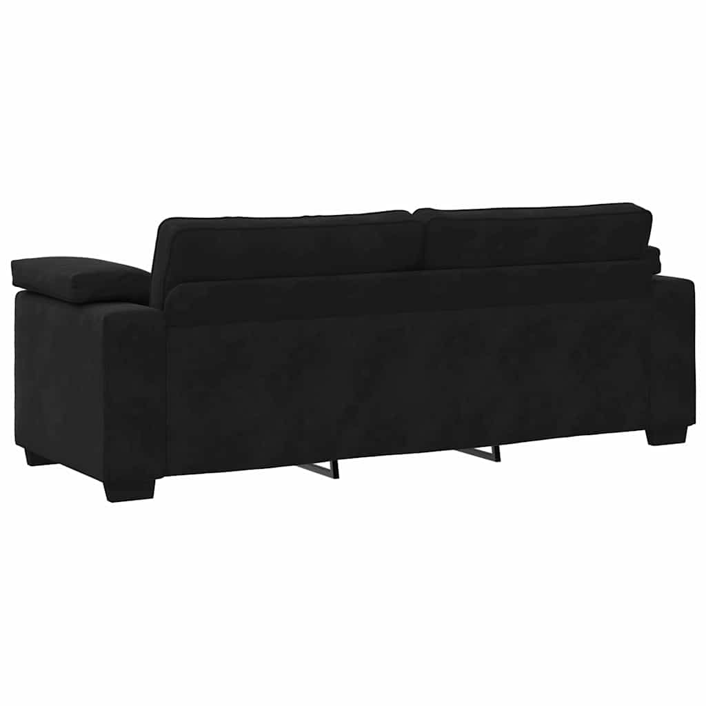 3-dijelni set sofa s jastucima crni baršun