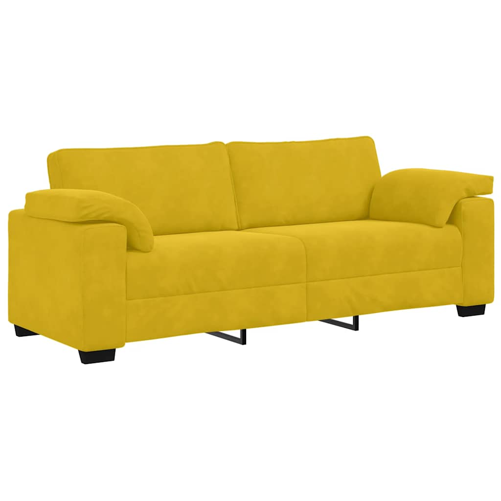 3-dijelni set sofa s jastucima, žuti baršun