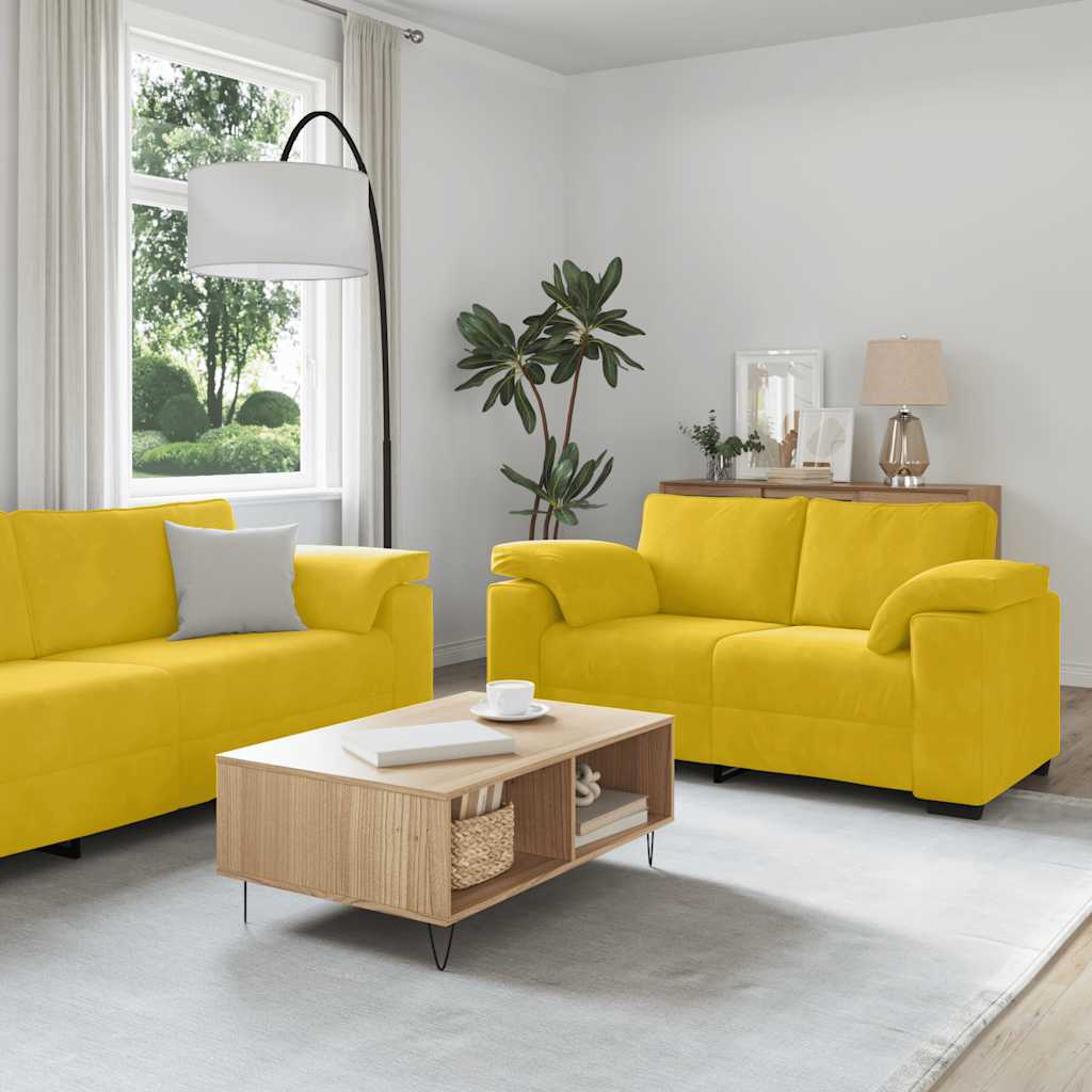 3-dijelni set sofa s jastucima, žuti baršun