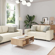 Sofa 2 pcs Bež 221 x 80 x 82 cm Platnasta tkanina