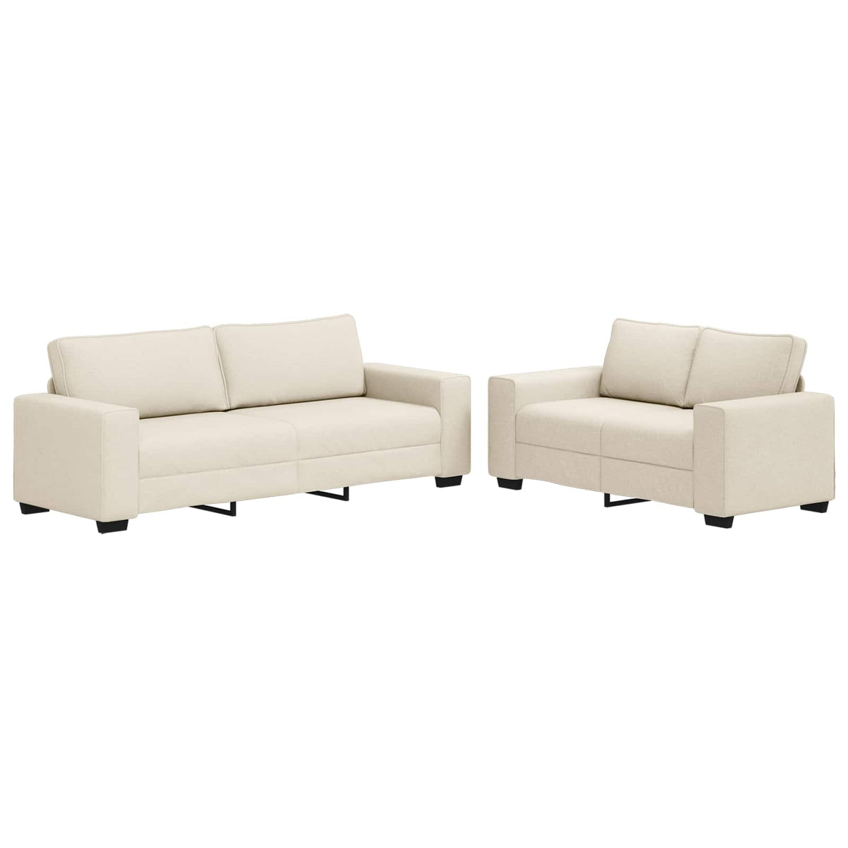 Sofa 2 pcs Bež 221 x 80 x 82 cm Platnasta tkanina