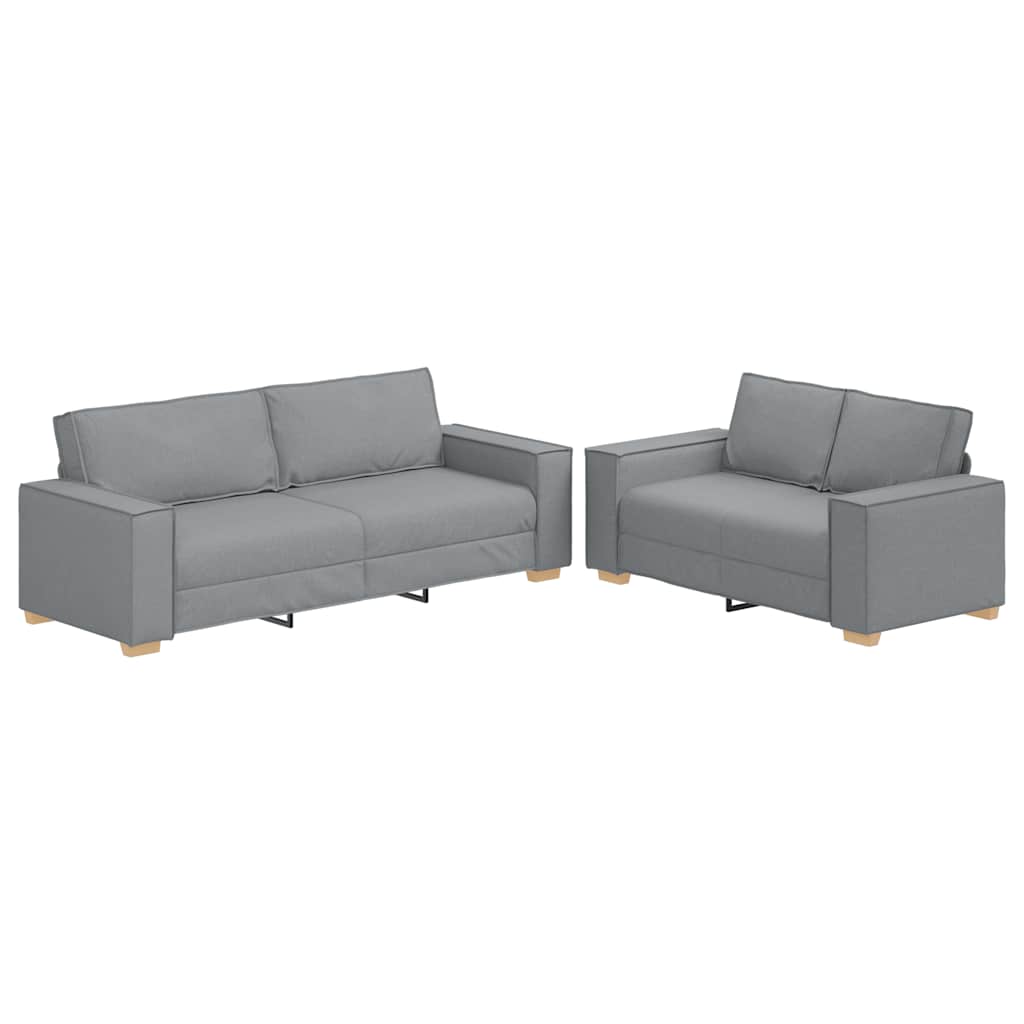 Dvodijelni set sofa s jastucima, svijetlo siva tkanina