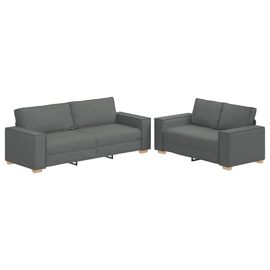 Dvodijelni set sofa s jastucima, tamno siva tkanina