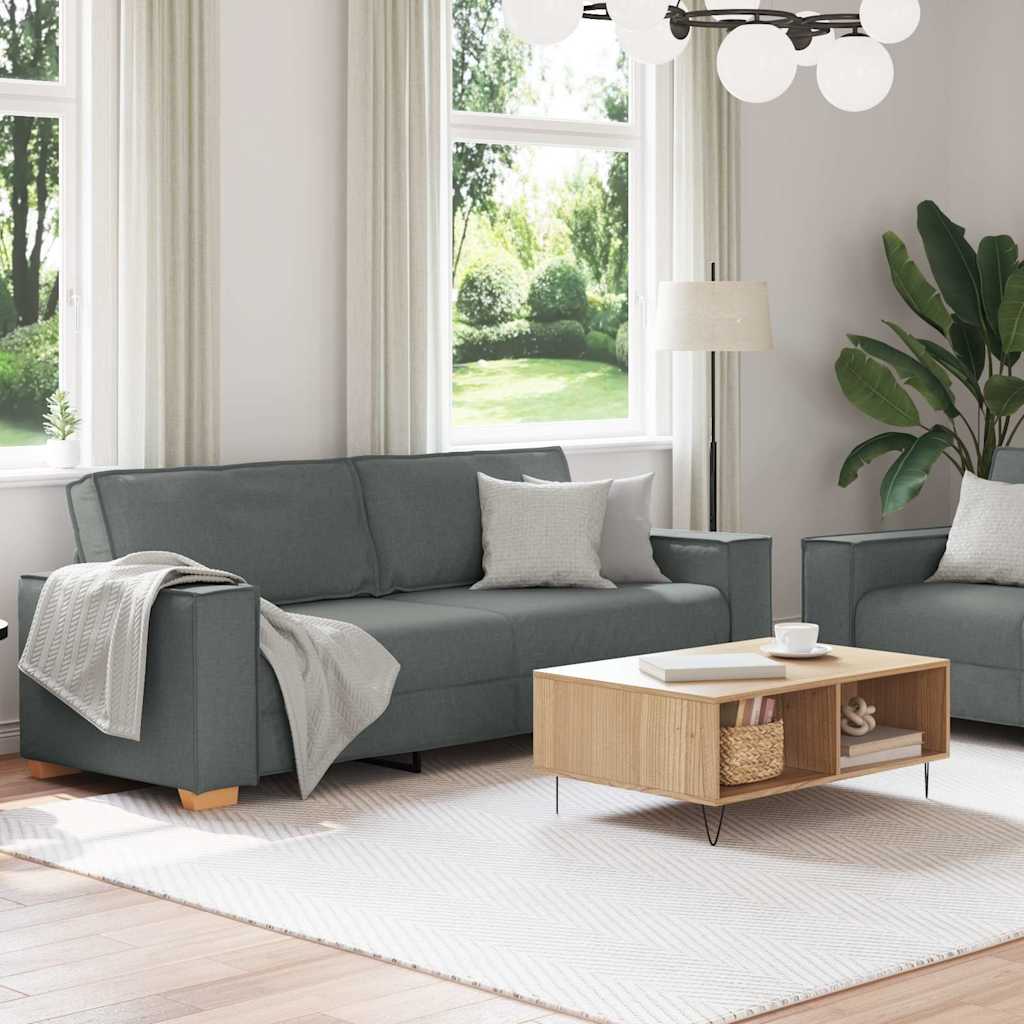 Dvodijelni set sofa s jastucima, tamno siva tkanina