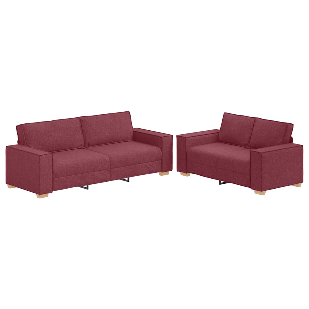 Dvodijelni set sofa s jastucima, tkanina boje vina