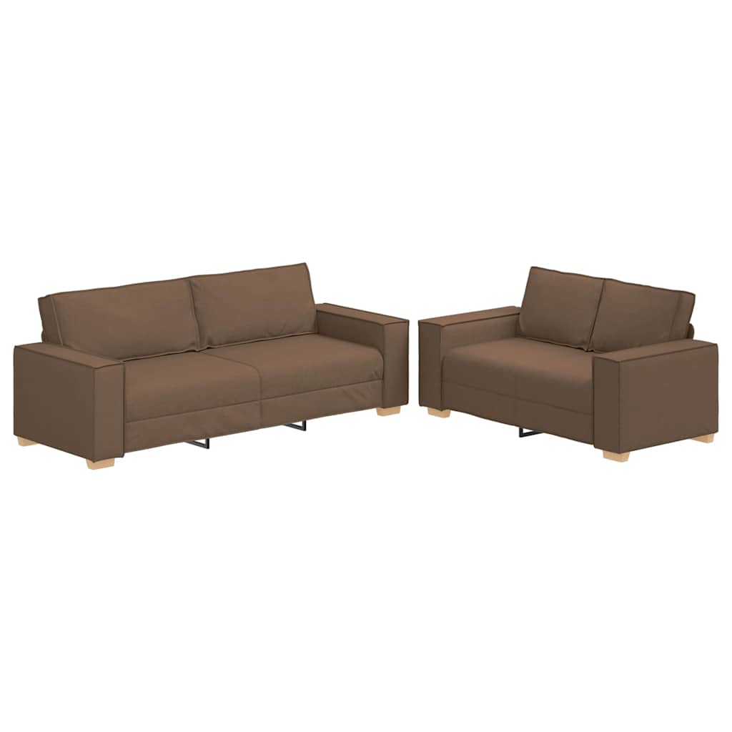 Dvodijelni set sofa s jastucima, smeđa tkanina