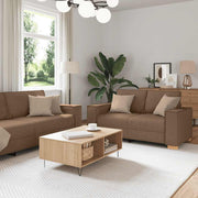 Dvodijelni set sofa s jastucima, smeđa tkanina