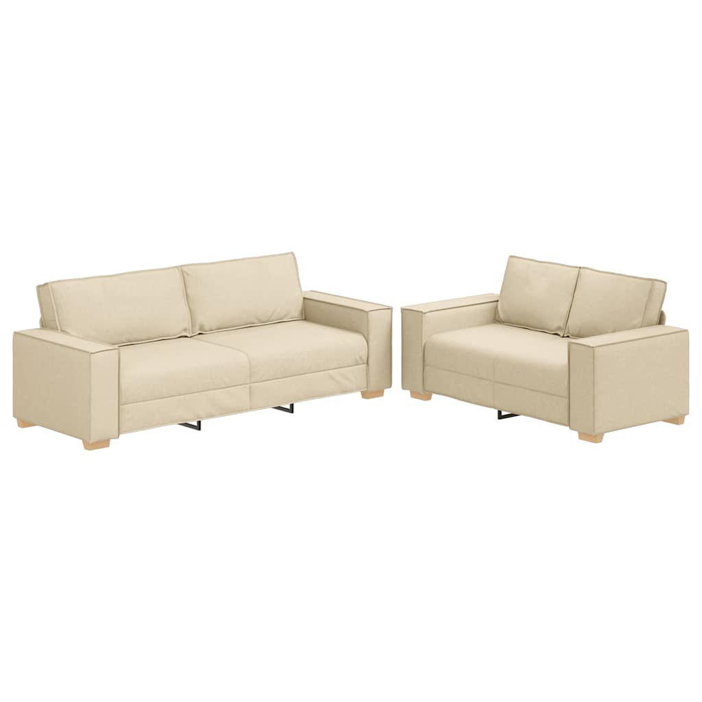 Dvodijelni set sofa s jastucima, krem tkanina