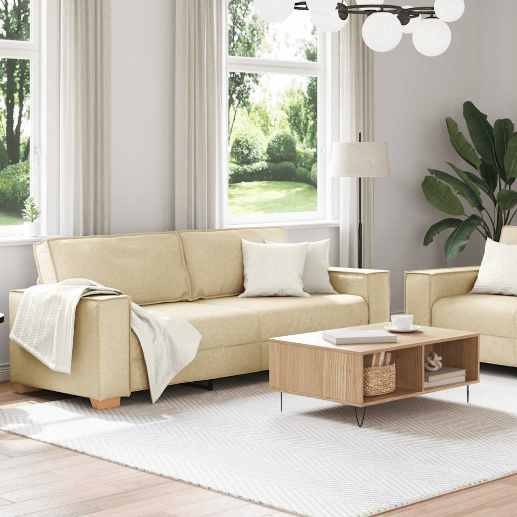 Dvodijelni set sofa s jastucima, krem tkanina