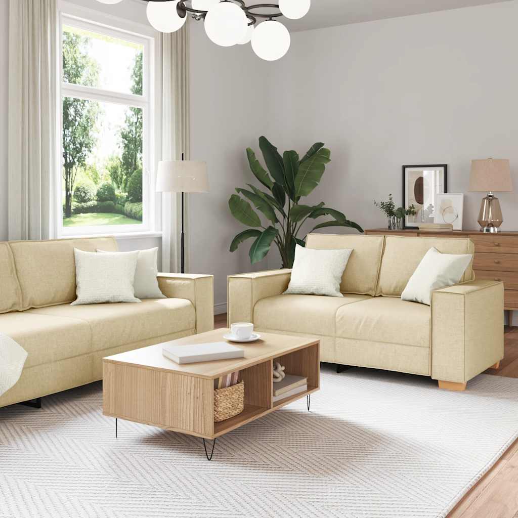 Dvodijelni set sofa s jastucima, krem tkanina
