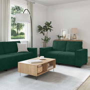 Dvodijelni set sofa s jastucima, tamnozeleni baršun