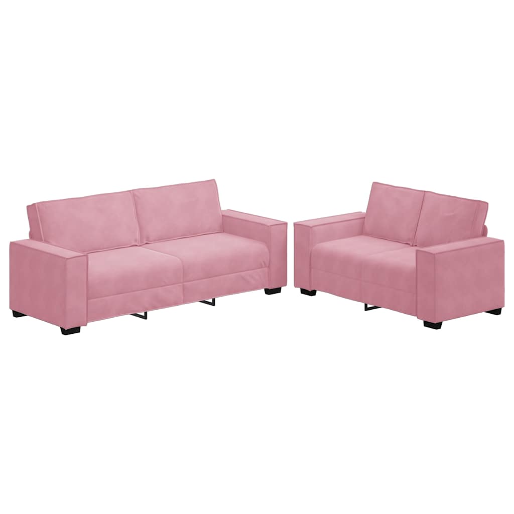 Dvodijelni set sofa s jastucima, ružičasti baršun