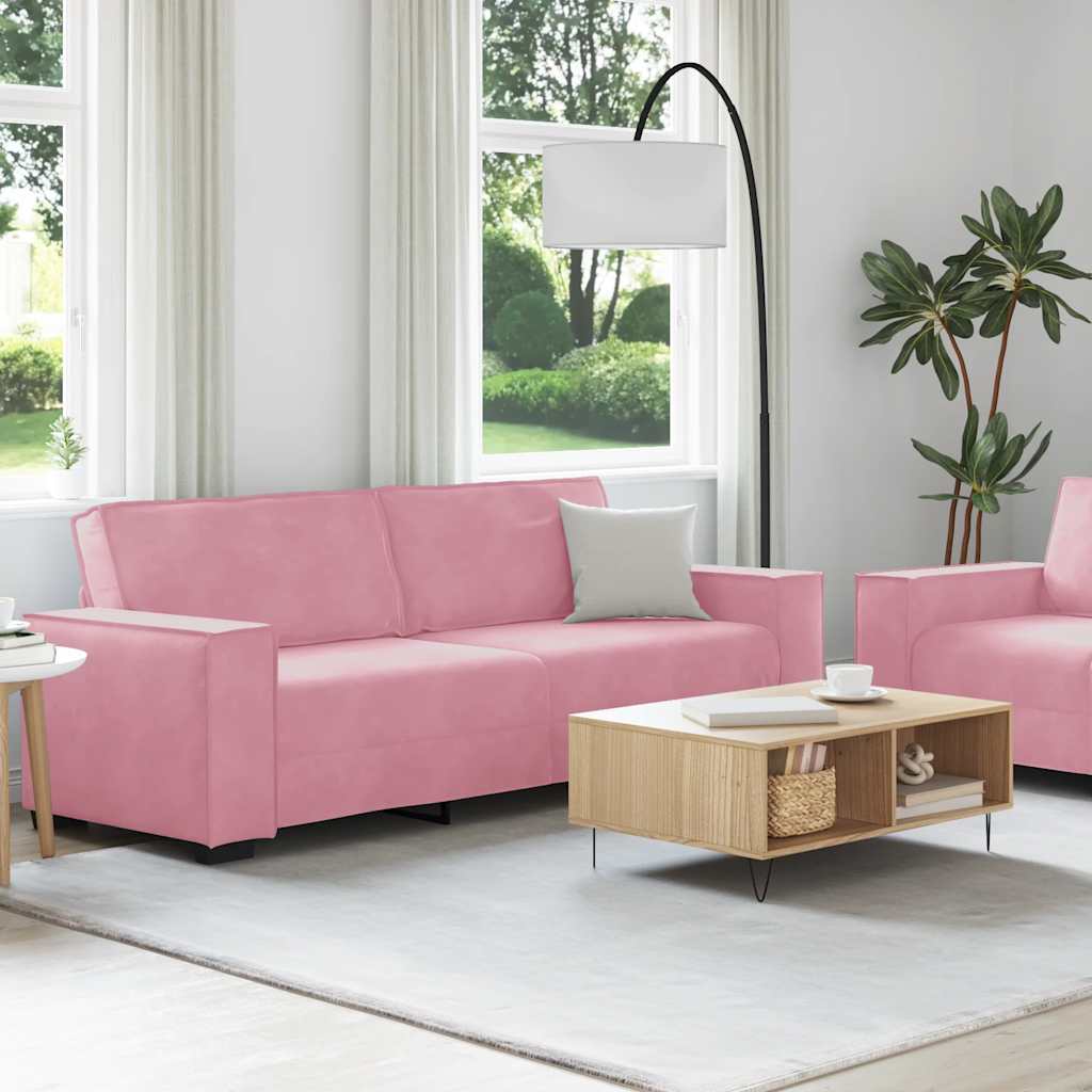 Dvodijelni set sofa s jastucima, ružičasti baršun
