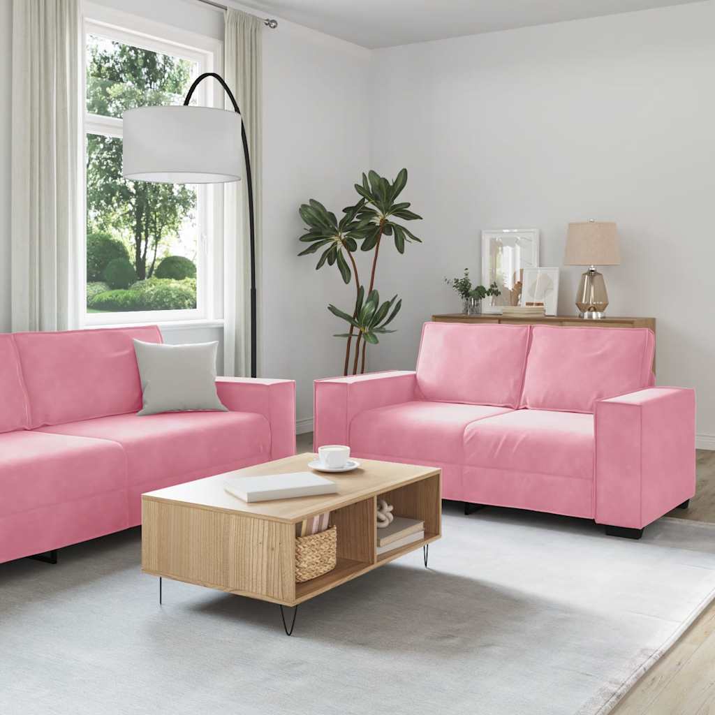 Dvodijelni set sofa s jastucima, ružičasti baršun