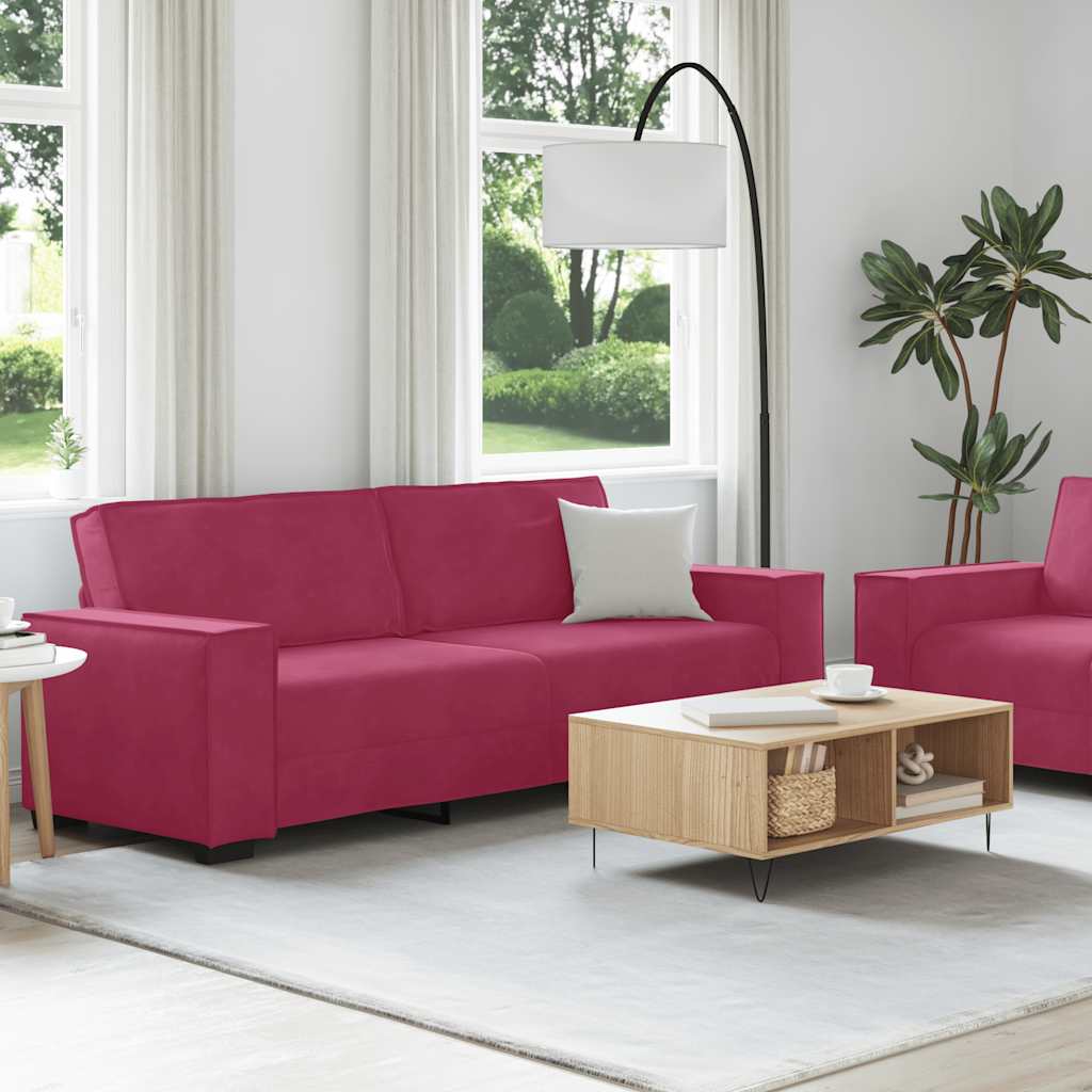 Dvodijelni set sofa s jastucima, vinsko crveni baršun